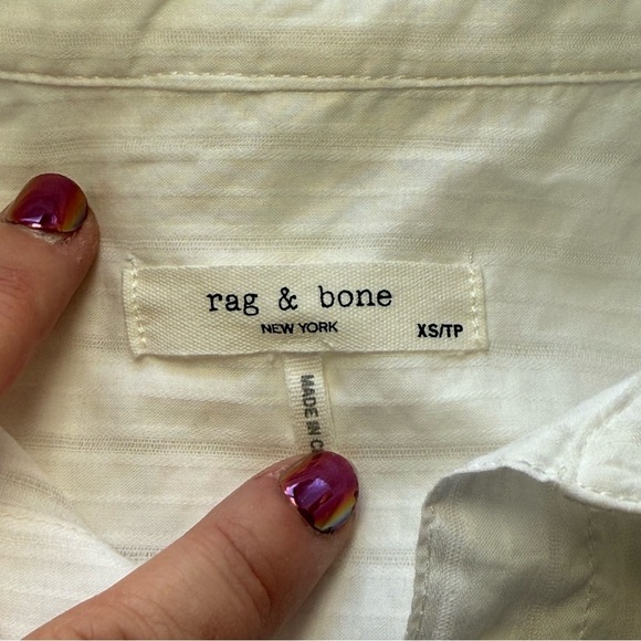 Rag & Bone Women’s White Cotton Button Front Blouse XS Extra Small Office Career - Picture 5 of 11